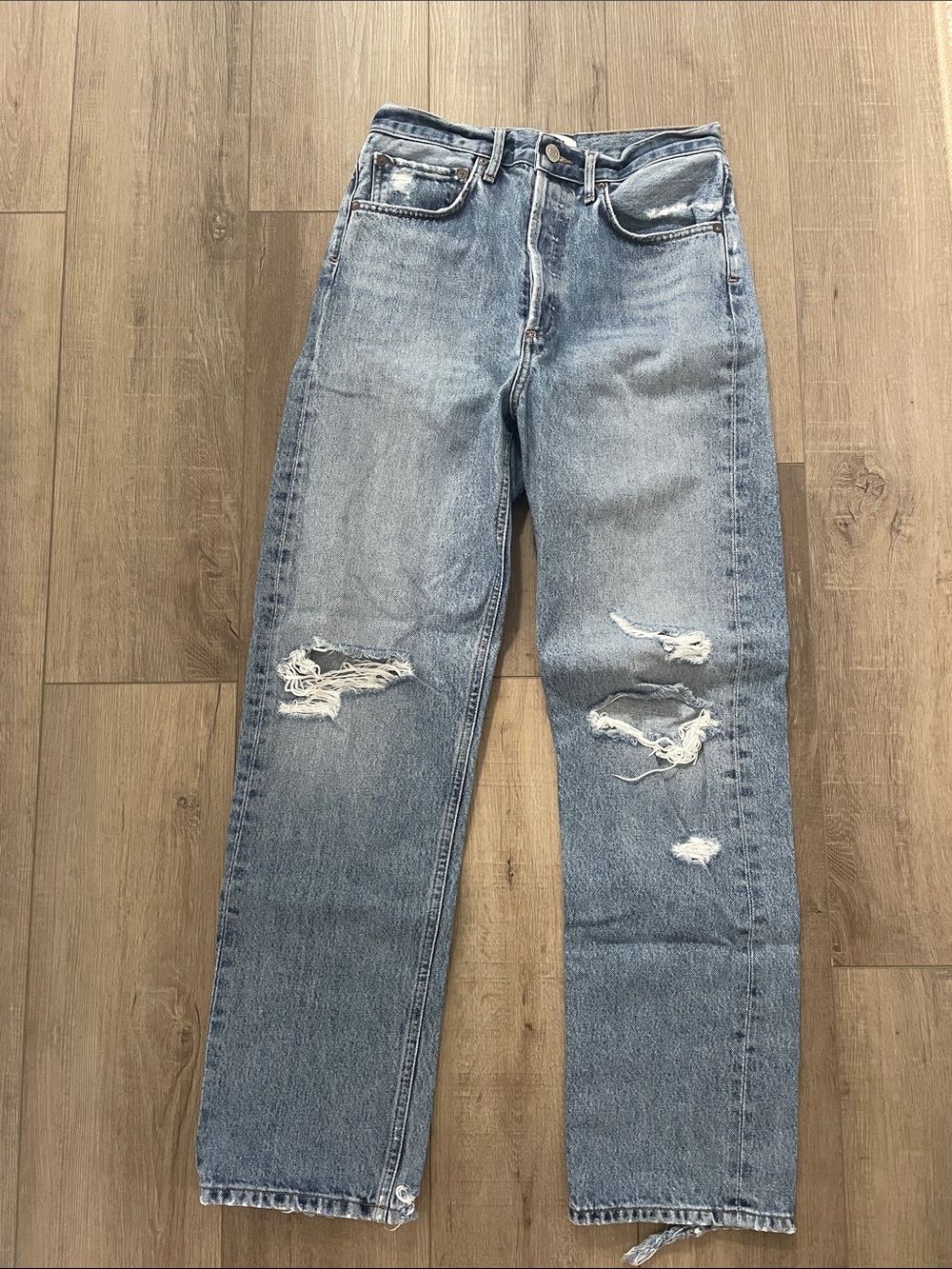 Agolde Light Blue Relaxed Distressed Jeans